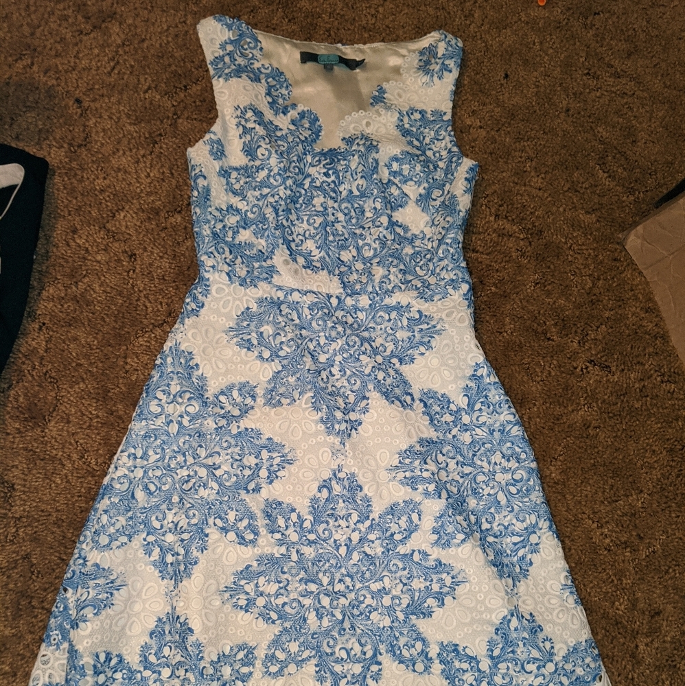 Eva Franco sz 0 blue and white dress